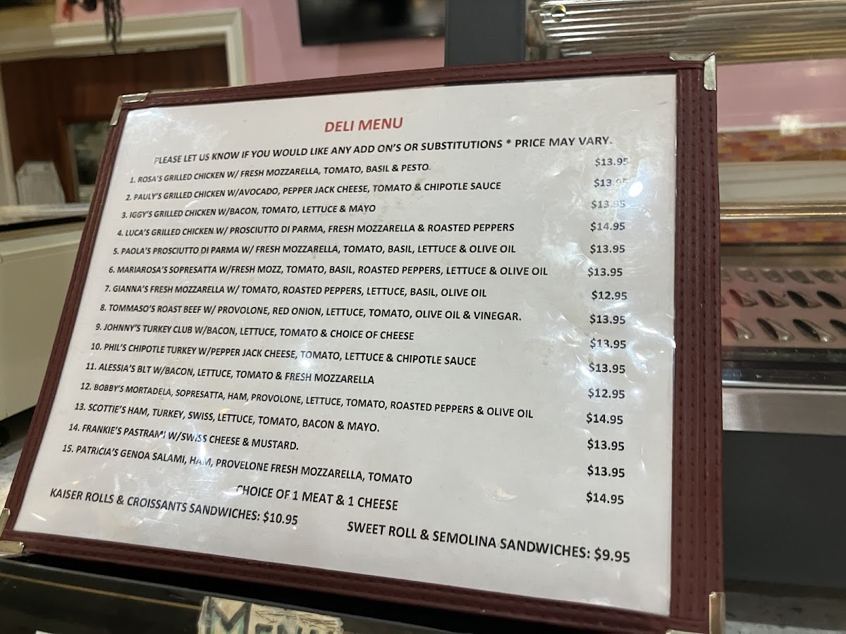 Catania Bakery Menu - Image 1